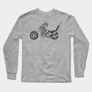 Chopper Motorcycle 1950 cartoon illustration Long Sleeve T-Shirt